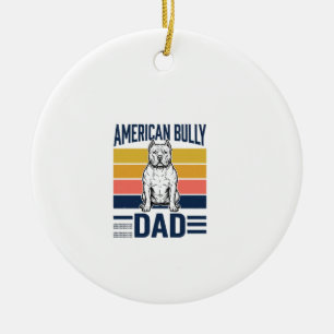 American Bully Dad Vintage Dog Lover Shirt Design_ Ceramic Tree Decoration