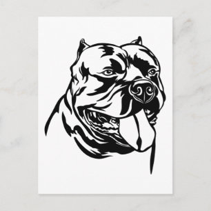 American Bully Dog, black silhouette Hoody Postcard