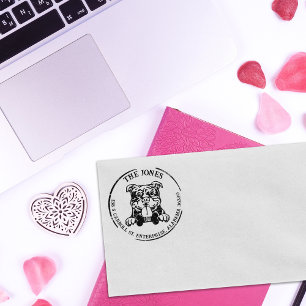 American Bully Dog Family Return Address Rubber Stamp