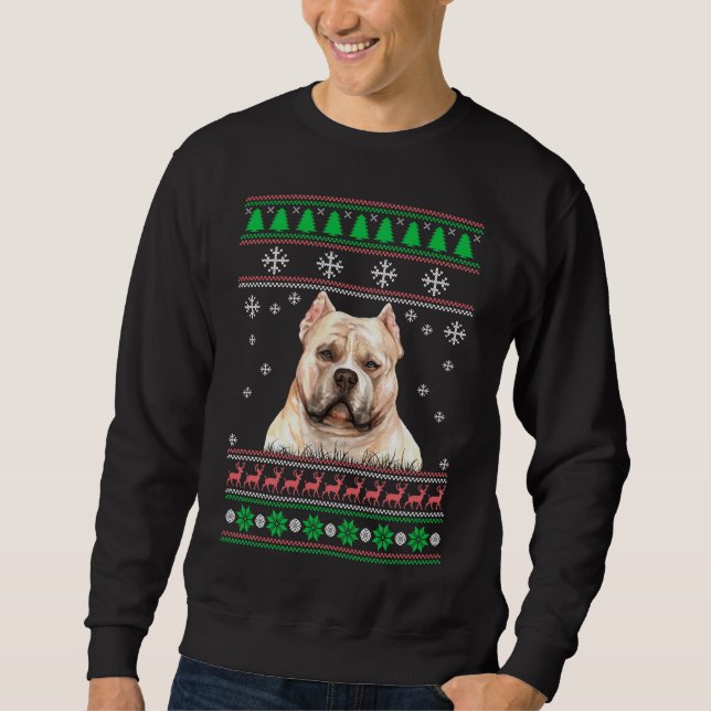 American Bully Dog Lover Ugly Christmas Sweater (Front)