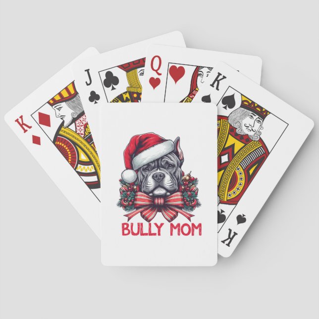 American Bully Dog Mum Christmas Dog Lover gift Playing Cards (Back)