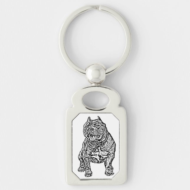 American Bully dog rectangle keychain (Front)