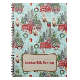 American bully dog Red Christmas Truck Festive Notebook