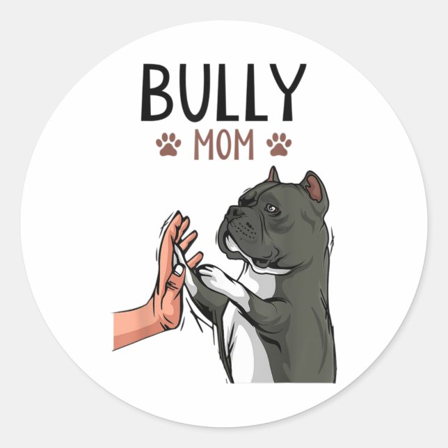 American Bully Mum Cute Dog Classic Round Sticker (Front)