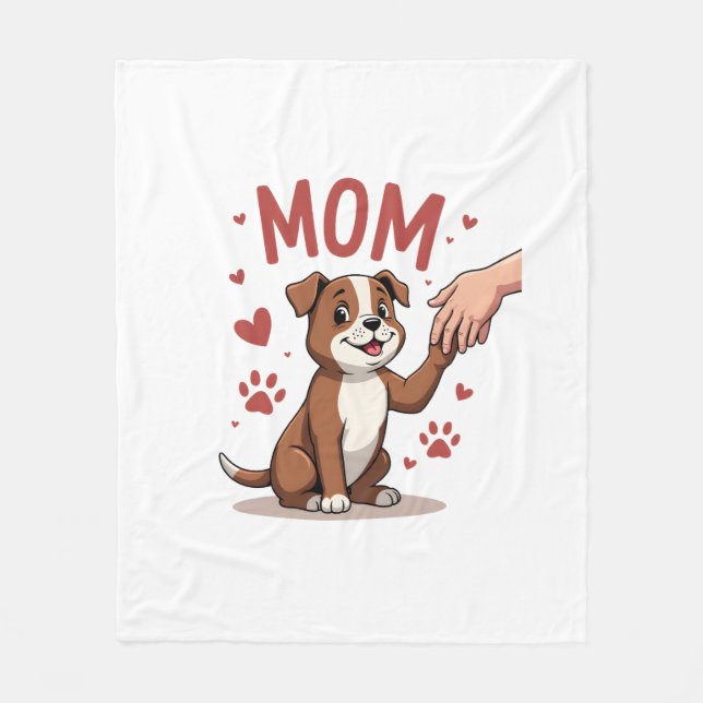 American Bully Mum Cute Dog Mama Funny Women Fleece Blanket (Front)