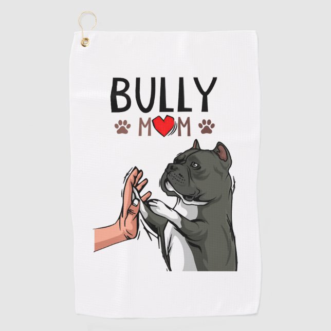 American Bully Mum Cute Dog Mama Funny Women Golf Towel (Front)