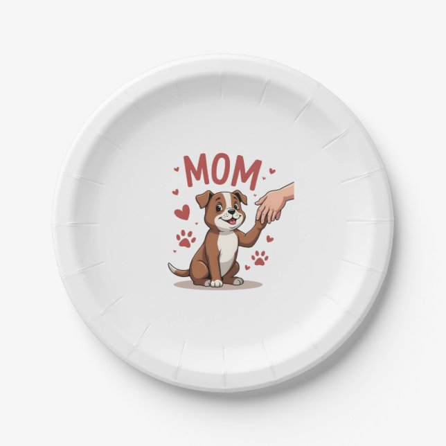 American Bully Mum Cute Dog Mama Funny Women Paper Plate (Front)