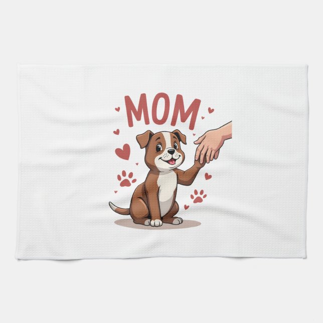 American Bully Mum Cute Dog Mama Funny Women Tea Towel (Horizontal)