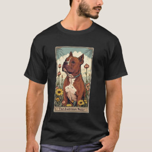 American Bully Tarot Card Floral Puppy Animal Dog  T-Shirt