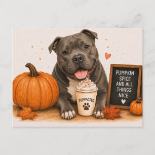 American Bully XL Warm Pumpkin Spice Autumn Postcard