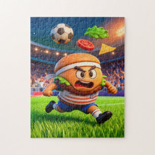 American burger soccer player charging across stad jigsaw puzzle