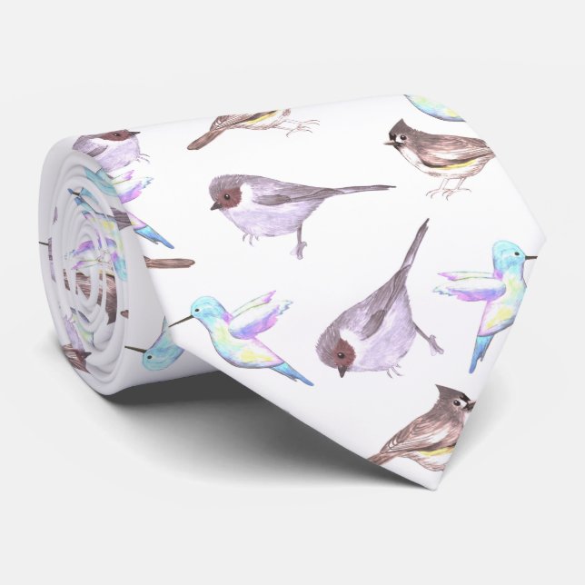 American bushtits, hummingbirds and tufted titmous tie (Rolled)