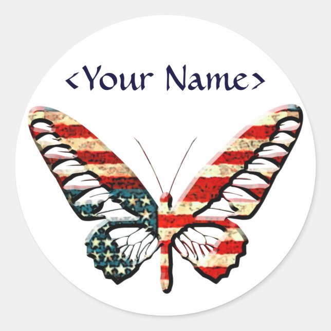 American Butterfly Classic Round Sticker (Front)