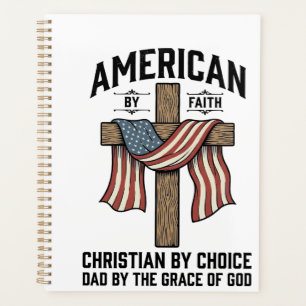 American by Faith Christian Dad Patriotic Cross Sh Planner