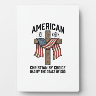 American by Faith Christian Dad Patriotic Cross Sh Plaque