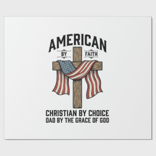American by Faith Christian Dad Patriotic Cross Sh Wrapping Paper
