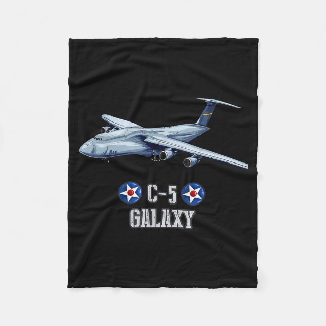 American C-5 Galaxy Military Transrt Aircraft  Fleece Blanket (Front)