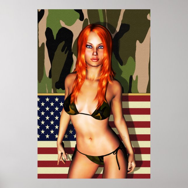 American Camo Bikini Babe Poster (Front)
