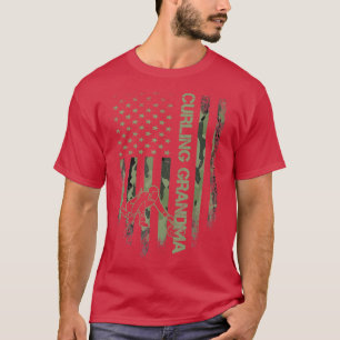 American Camo Flag Proud Curling Grandma Curler T-Shirt