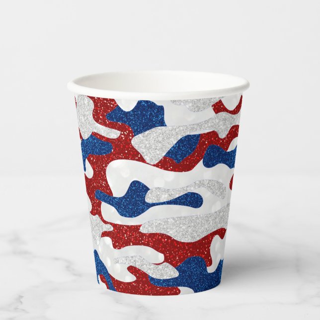 American Camo July 4th Glitter Paper Cups (Front)