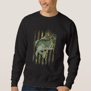 American Camouflage Usa Flag Fisherman Bass Fishin Sweatshirt