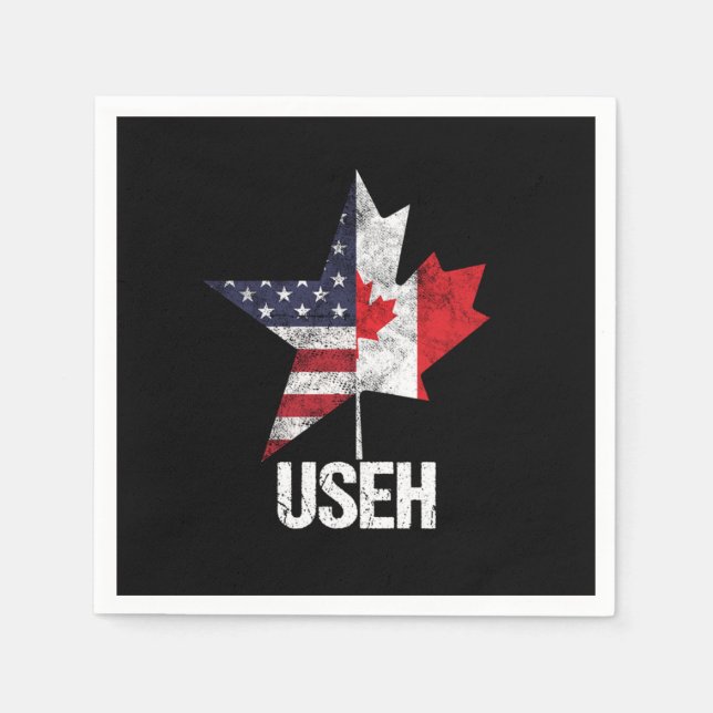 American Canadian Canada United States USA Flag US Napkin (Front)