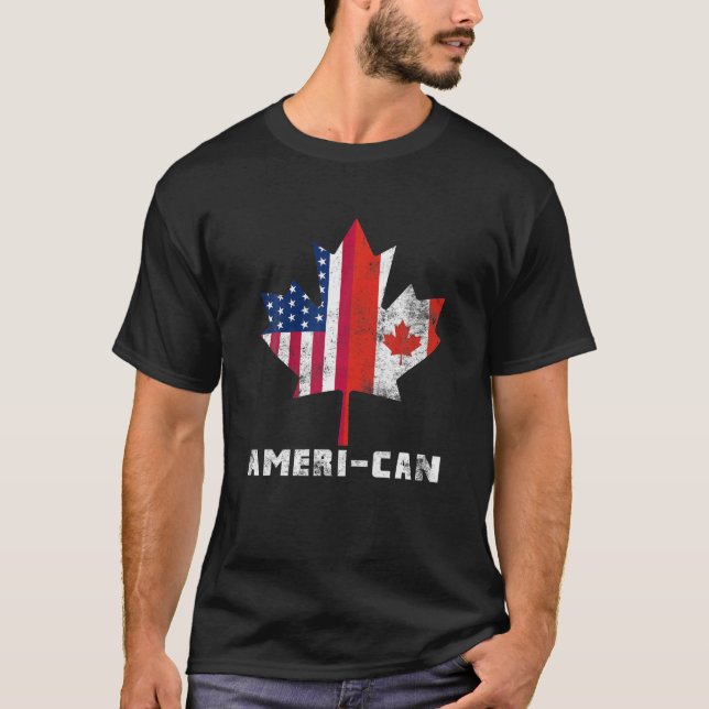 American Canadian Flag America Canada Patriotic Te T-Shirt (Front)