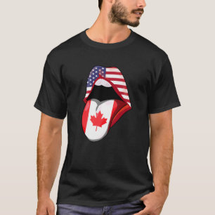 American Canadian Flag Lips Valentines Day USA Can T-Shirt