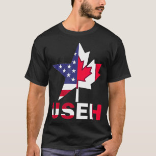 American Canadian Gift Maple Leaf USEH Flag Star C T-Shirt