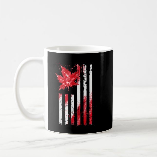 American Canadian Maple Leaf Flag US Flag Canada Coffee Mug (Left)