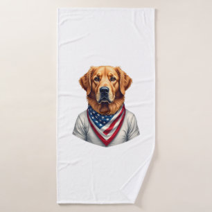 American Canine Golden Retriever Vintage Tee Bath Towel