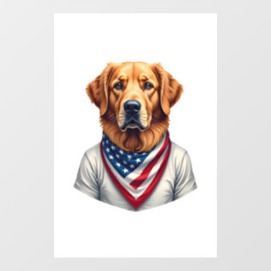 American Canine Golden Retriever Vintage Tee Window Cling