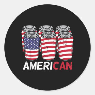 American Cans Funny Fourth 4th Of July Patriotic Classic Round Sticker