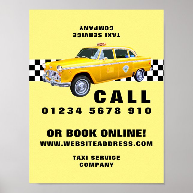 American Cartoon Style Yellow Taxi Advertising Poster (Front)