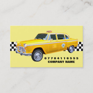 American Cartoon Style Yellow Taxi Cab And Strip Business Card