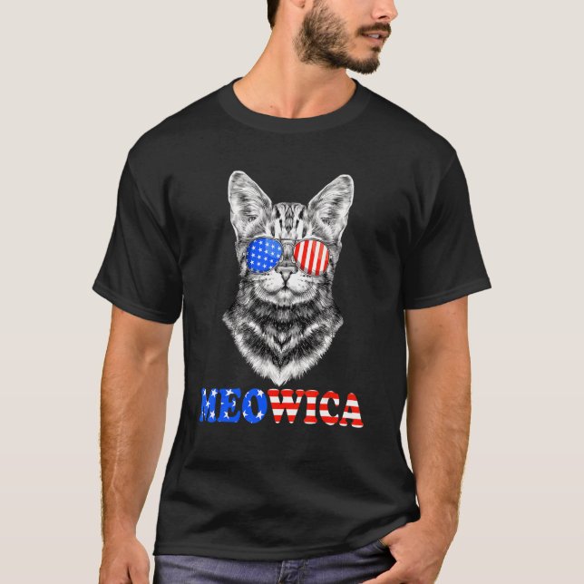 American Cat 4th Of July Meowica Merica Men Usa Fl T-Shirt (Front)