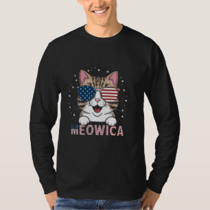American Cat Meowica Sunglasses Cool Patriotic Cat T-Shirt