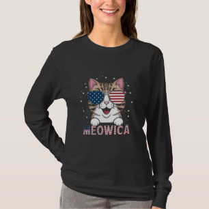 American Cat Meowica Sunglasses Cool Patriotic Cat T-Shirt