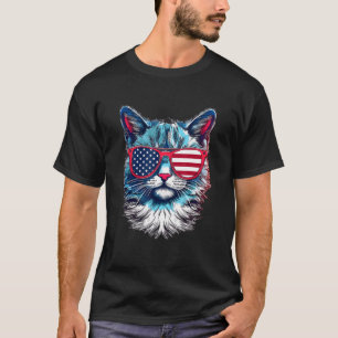 American Cat Sunglasses USA Flag 4th of July Cat G T-Shirt