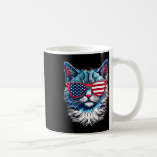 American Cat Sungles Usa Flag 4th Of July Cat Grap Coffee Mug