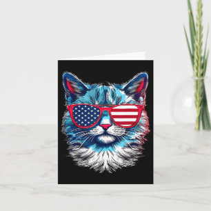 American Cat Sungles Usa Flag 4th Of July Memorial Card