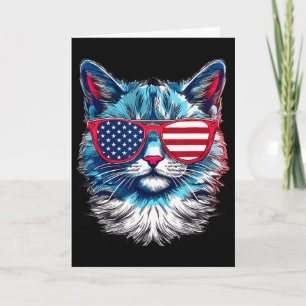 American Cat Sungles Usa Flag 4th Of July Memorial Card