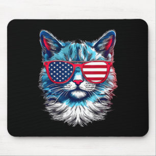 American Cat Sungles Usa Flag 4th Of July Memorial Mouse Mat