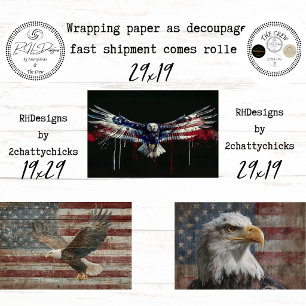 American Celebration Patriotic Eagle Decoupage Wrapping Paper Sheet