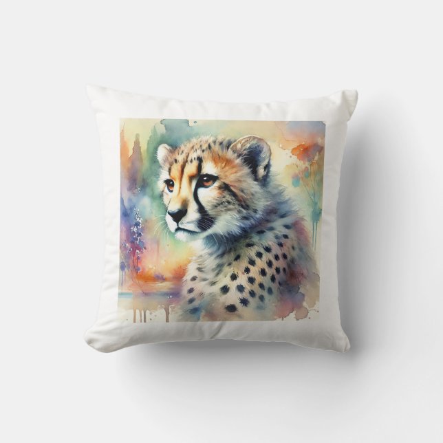 American cheetah painting 030724AREF113 - Watercol Cushion (Front)