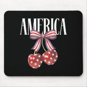 American Cherry Pie Bow Coquette Patriotic 4th of Mouse Mat