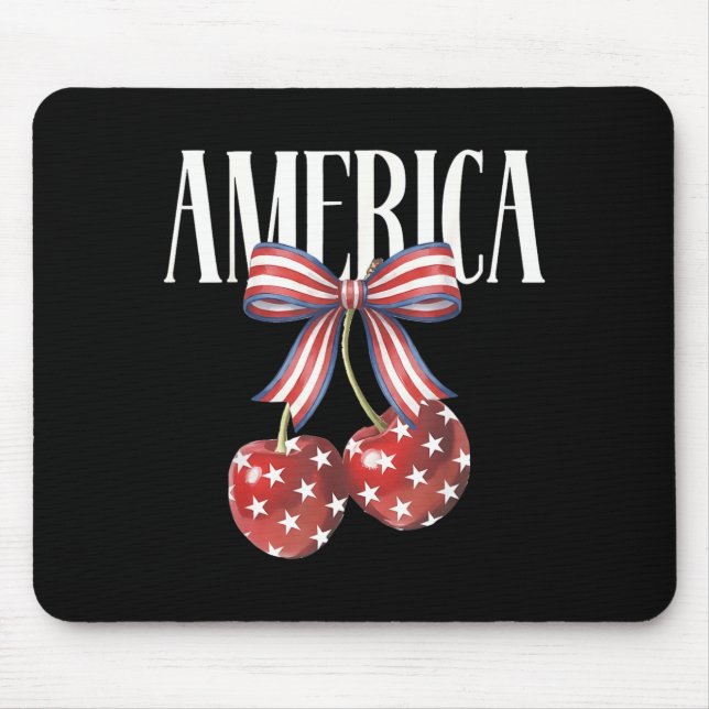 American Cherry Pie Bow Coquette Patriotic 4th of Mouse Mat (Front)