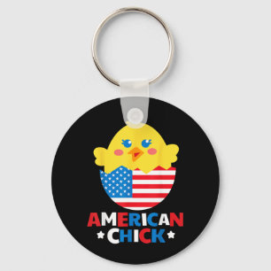 American Chick Funny 4th Of July Independence Day Key Ring