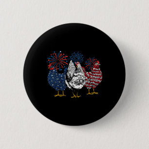 American Chicken Animals Funny 4th Of July Firewor 6 Cm Round Badge