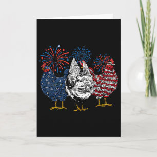 American Chicken Animals Funny 4th Of July Firewor Card